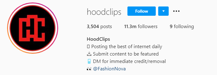 HoodClips instagram memes profile
