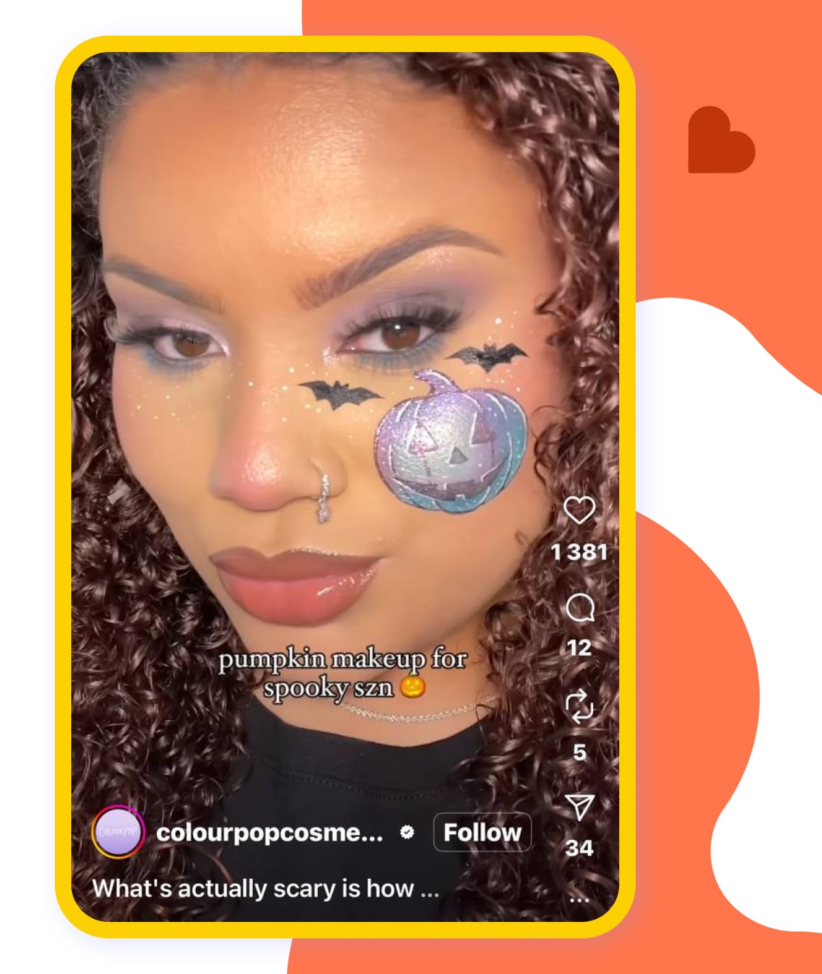 IG post showcasing Halloween makeup