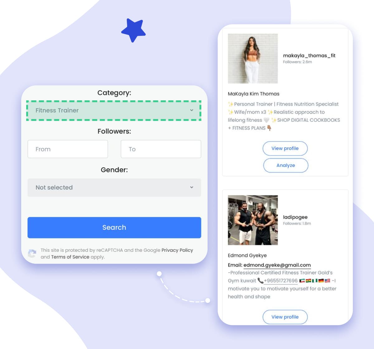 Instagram profile search tool by Toolzu