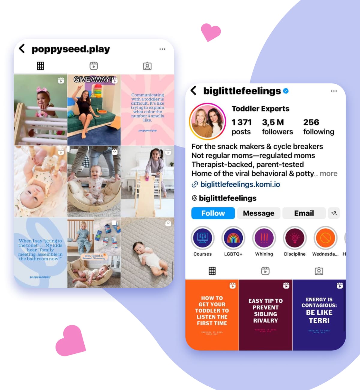 parenting IG account colors