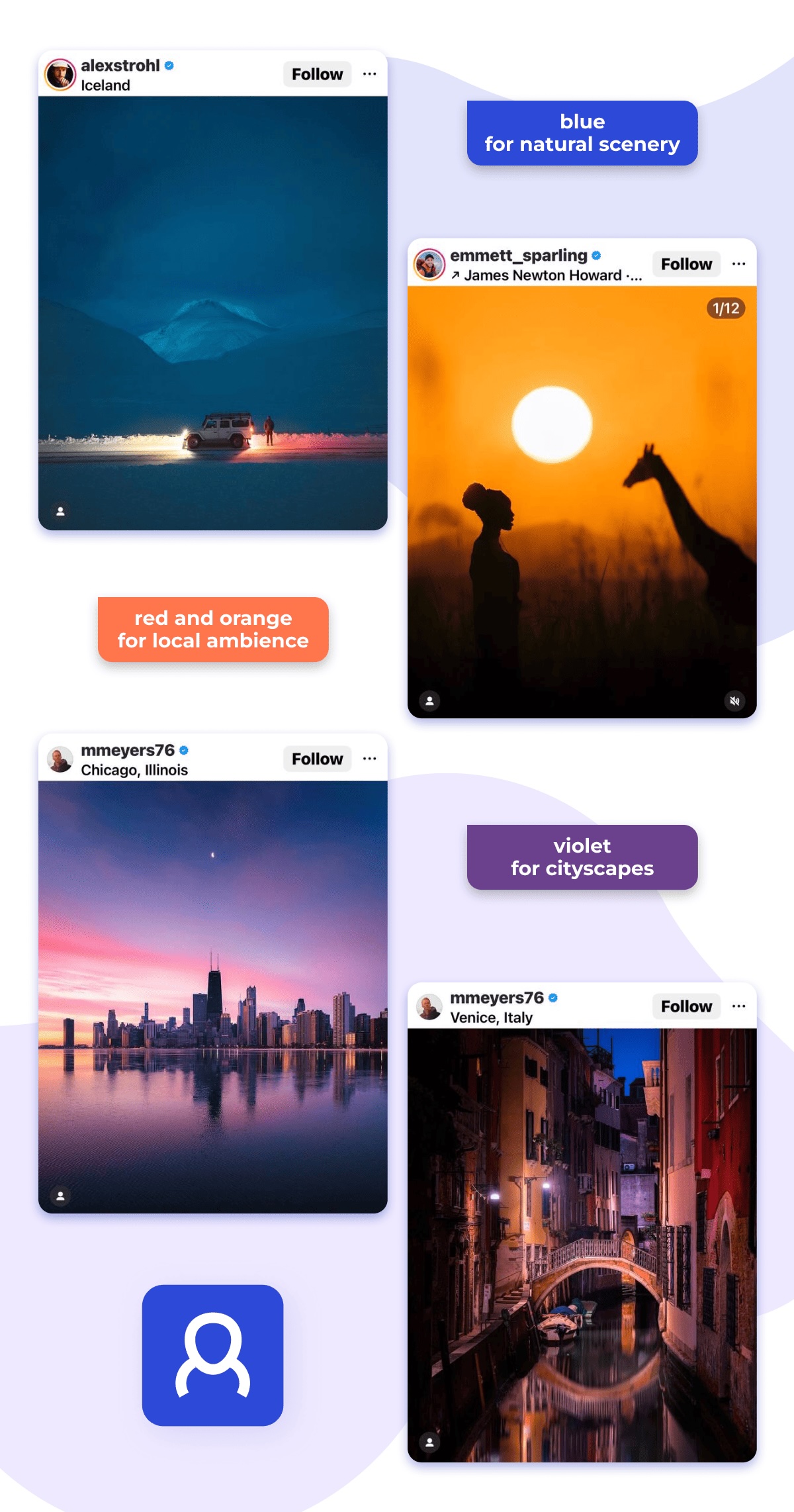 travel IG account colors