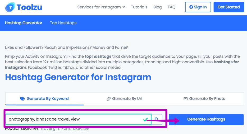 hashtags search tool
