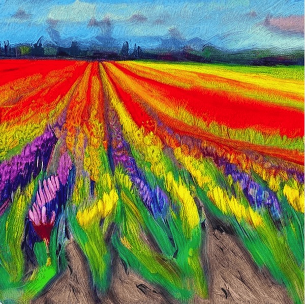 a tulip field by Stable Diffusion