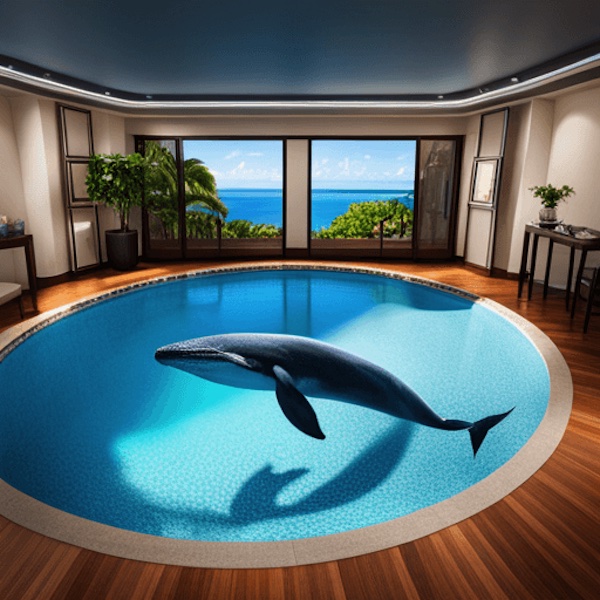  a whale in a swimming pool by Dream Studio